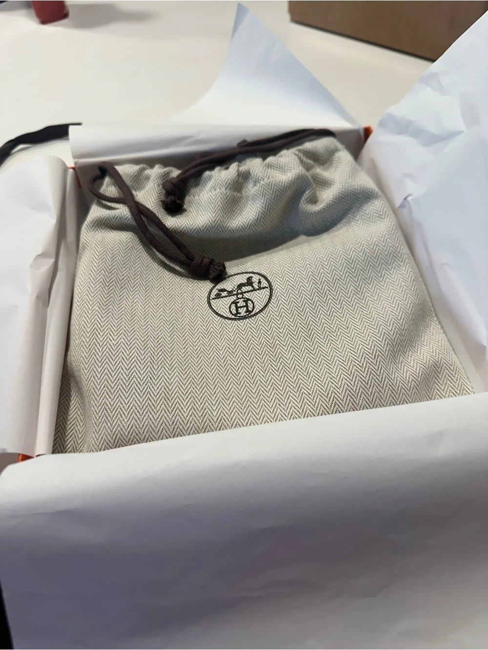 Hermes Orange Gift Box with Branded Ribbon